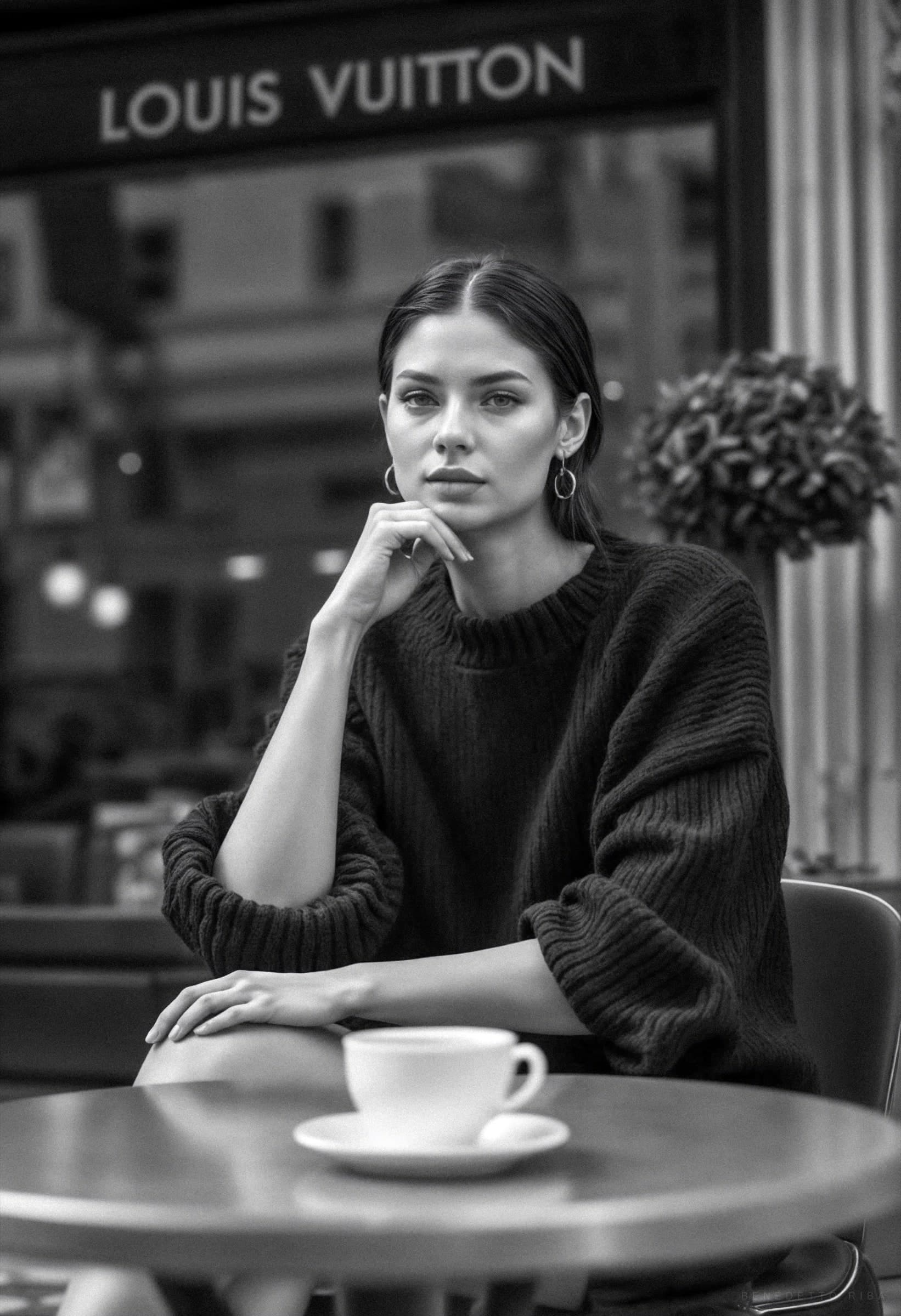 A Moment of Parisian Style in front of Louis Vuitton